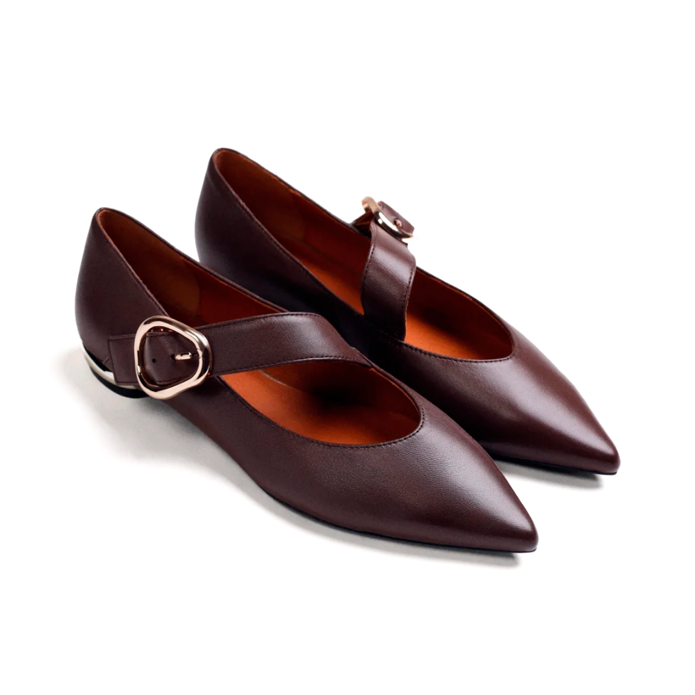 BAILARINA HEBILLA PIEL MARRON 80167