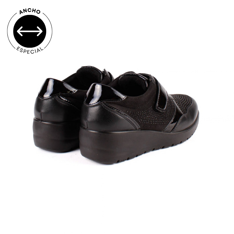 MOCASIN VELCRO STRASS NEGRO 45418