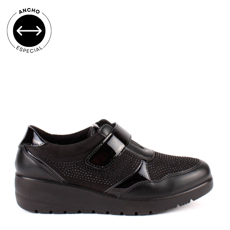 MOCASIN VELCRO STRASS NEGRO 45418