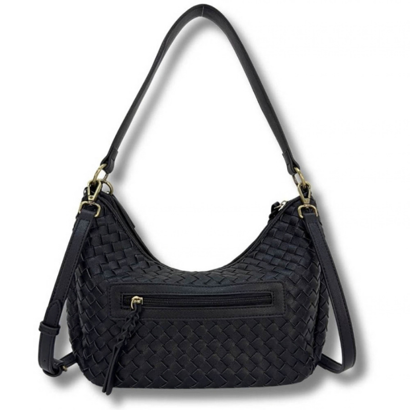 BOLSO OVALADO TRENZADO MARRON