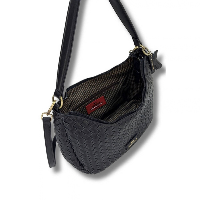 BOLSO OVALADO TRENZADO MARRON
