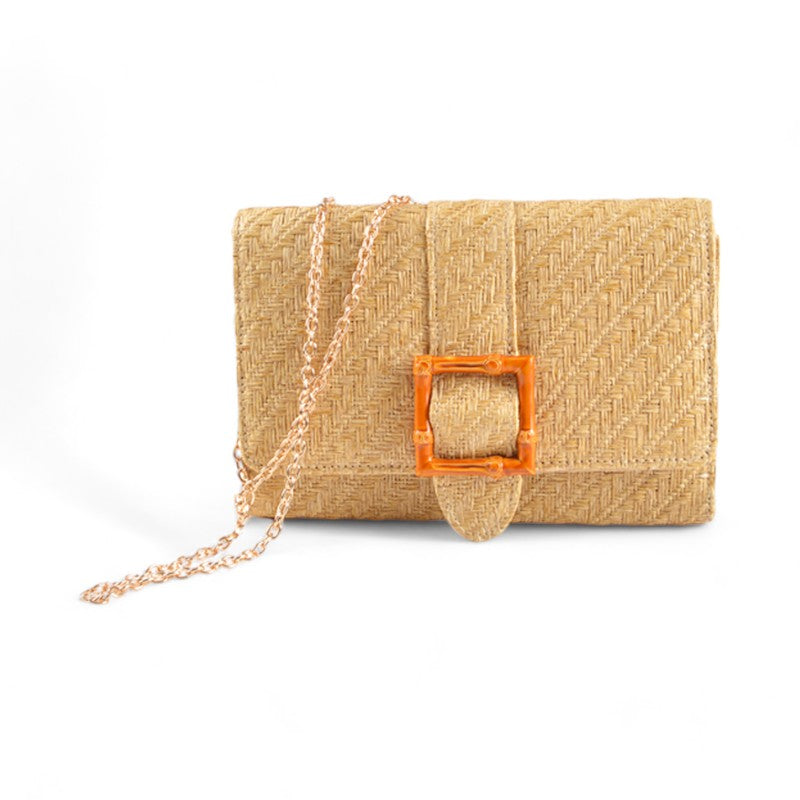 CARTERA RAFIA HEBILLA CAMEL 01-1808